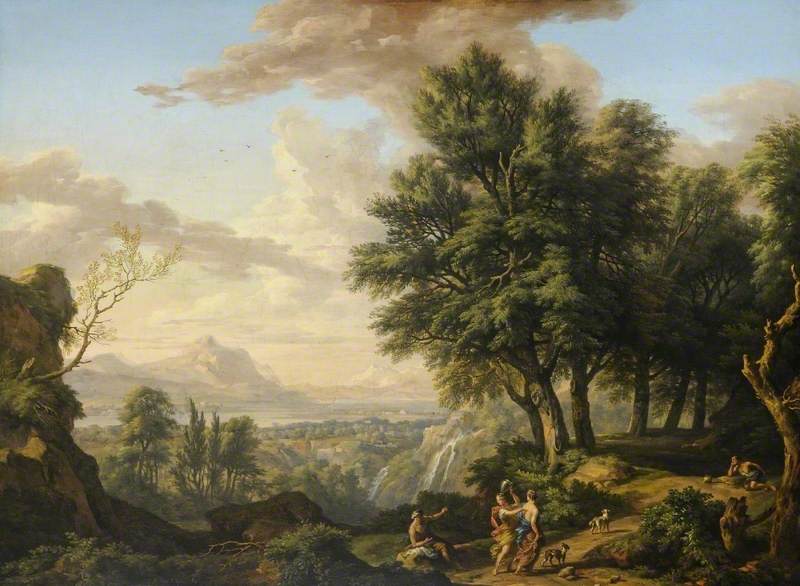 Isaac de Moucheron - An Italian Landscape in the Region of Tivoli with Classical Figures